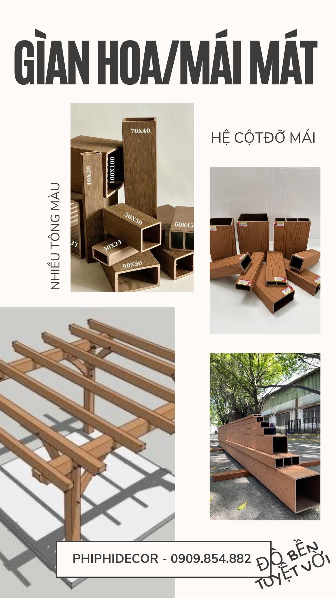 GIÀN HOA GỖ NHỰA NGOÀI TRỜI